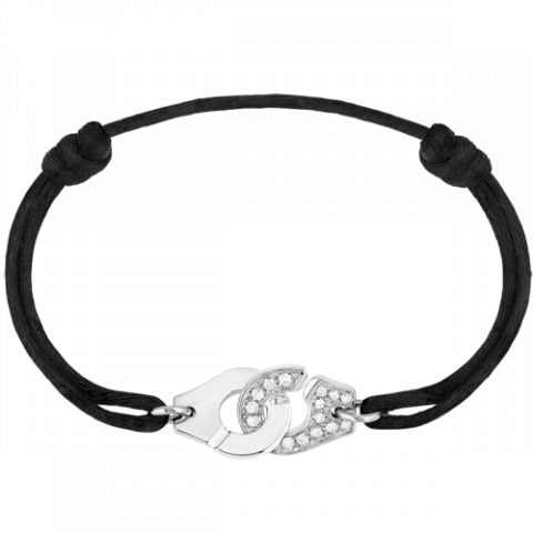 Bracelet Sur Cordon Menottes Dinh Van R12 Or Blanc Et Diamants Bracelet Sur Cordon Menottes Dinh Van R12 Or Blanc Et Diamants
